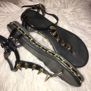 Spike-Stud Thong Sandals